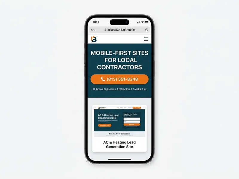Mobile web design portfolio demo for local Brandon trade contractors