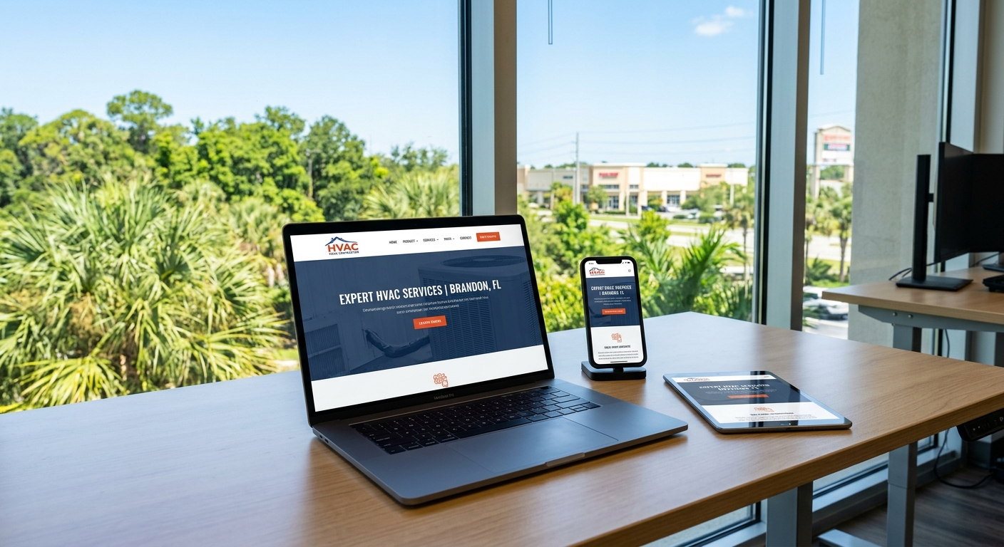 Local web design workspace in Bloomingdale Florida for trade contractors