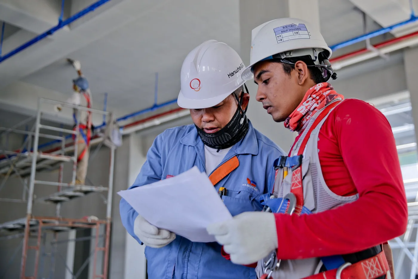 Local trade contractor performing building inspection on a construction job site